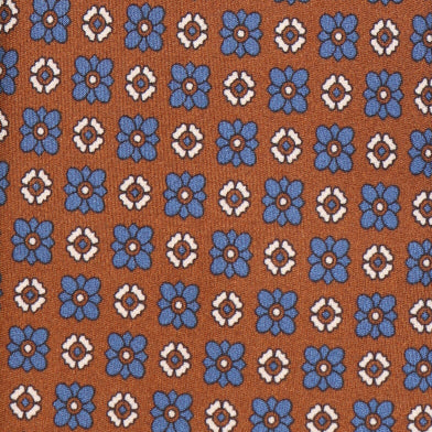 Luxuriöses Blütenmotiv  Fiore di Como - Marrone cognac & blu