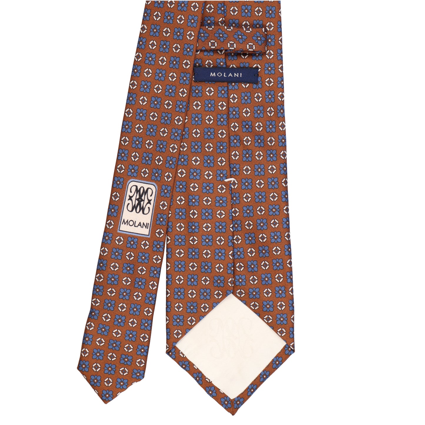 Luxuriöses Blütenmotiv  Fiore di Como - Marrone cognac & blu