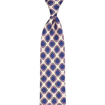 Krawatte - Quadro di seta – die Kunst präziser Eleganz - Crema con viola