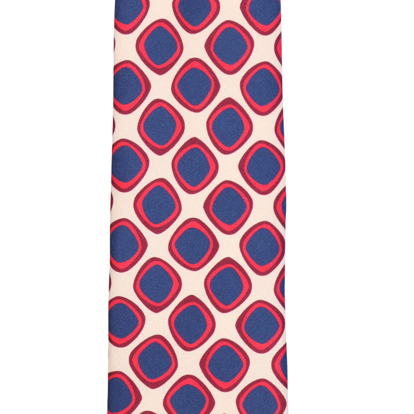 Krawatte - Quadro di seta – die Kunst präziser Eleganz - Crema con blu