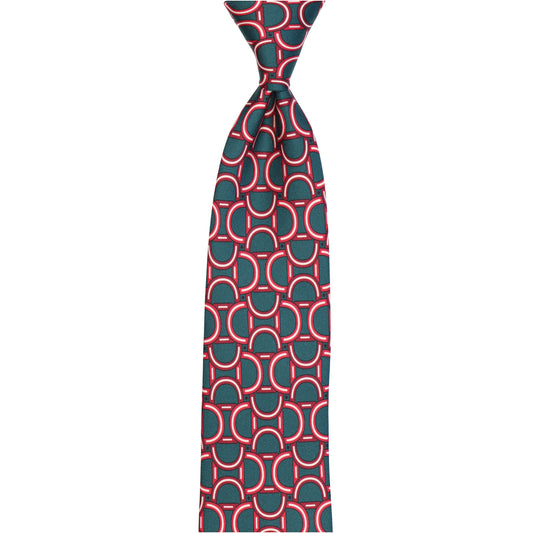Krawatte - Arco sella – Eleganz der Form in Bewegung - Petrolio con rosso