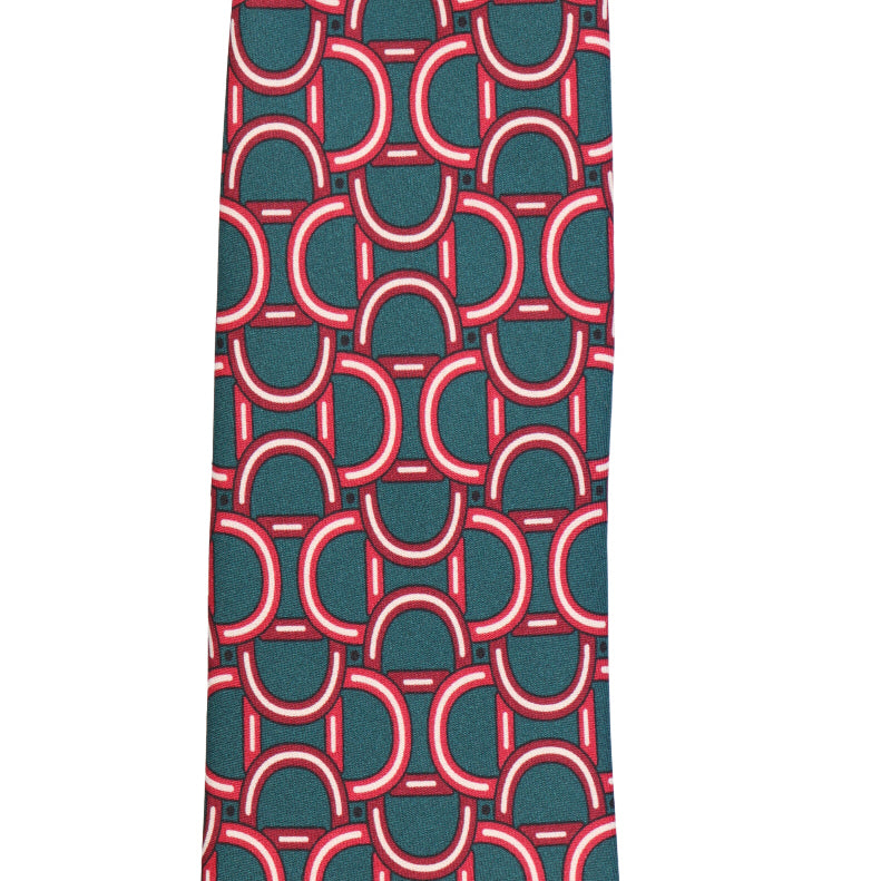 Krawatte - Arco sella – Eleganz der Form in Bewegung - Petrolio con rosso