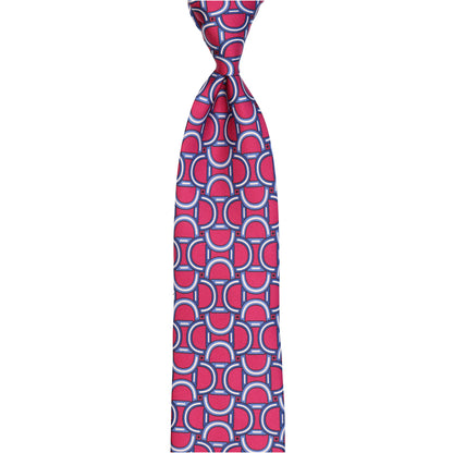 Krawatte - Arco sella – Eleganz der Form in Bewegung - Lampone con blu