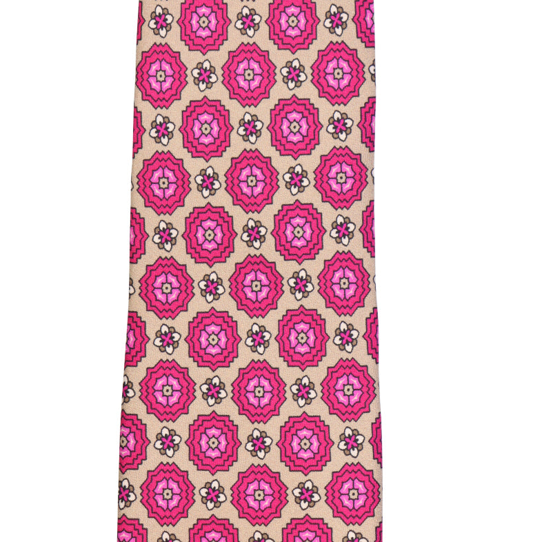 Krawatte - Fiore Reale – Luxus der Tradition neu belebt - Sabbia con magenta